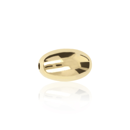 TWO-HOLE OVAL BEAD IN YELLOW GOLD 14 KT DIAMETER MM.10X2,6 HOLE X16,6 LENGTH