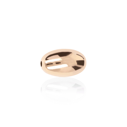 TWO-HOLE OVAL BEAD IN RED GOLD 18 KT DIAMETER MM.9X2,6 HOLE X14,5 LENGTH