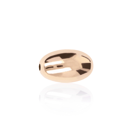 TWO-HOLE LIGHT WEIGHT OVAL BEAD IN RED GOLD 18 KT DIAMETER MM.10X2,8 HOLE X16,6 LENGTH