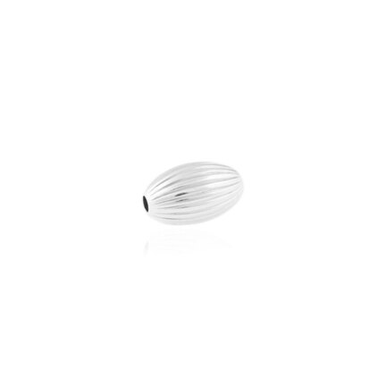 OVALINA RIGATA A DUE FORI IN ORO BIANCO 18 KT DIAMETRO MM.7X11,6 LUNGHEZZA