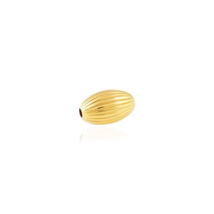 OVALINA RIGATA A DUE FORI IN ORO GIALLO 9 KT DIAMETRO MM.8X2,5 FORO X13,1 LUNGHEZZA