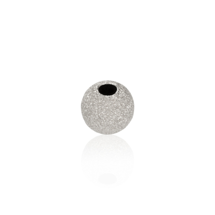 PALLINA DIAMANTATA CON STOPPER IN SILICONE A DUE FORI IN ARGENTO TITOLO 925 DIAMETRO MM.8