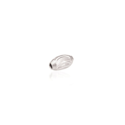TWO-HOLE D-CUT OVAL BEAD WITH RHODIUM TREATMENT 18 KT DIAMETER MM.3X1,2 HOLE X5,5 LENGTH