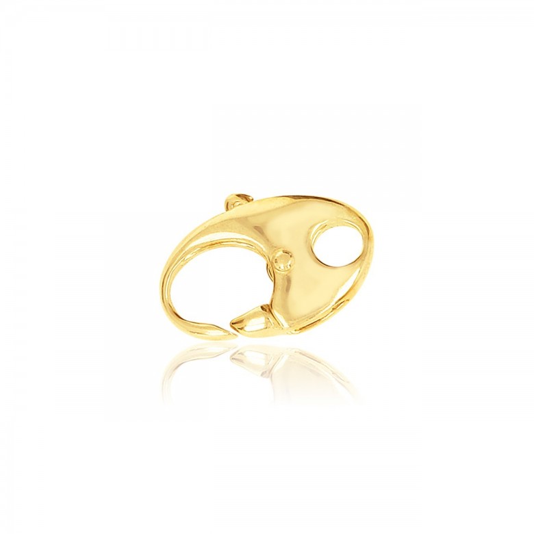 CHIUSURA MICROFUSA OVALE CON PALLINA CENTRALE IN ORO GIALLO 14 KT