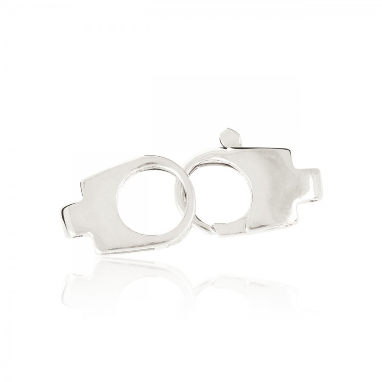HANDCUFFS CASTED CLASP WITH MALE CONNECTOR IN WHITE GOLD 18 KT