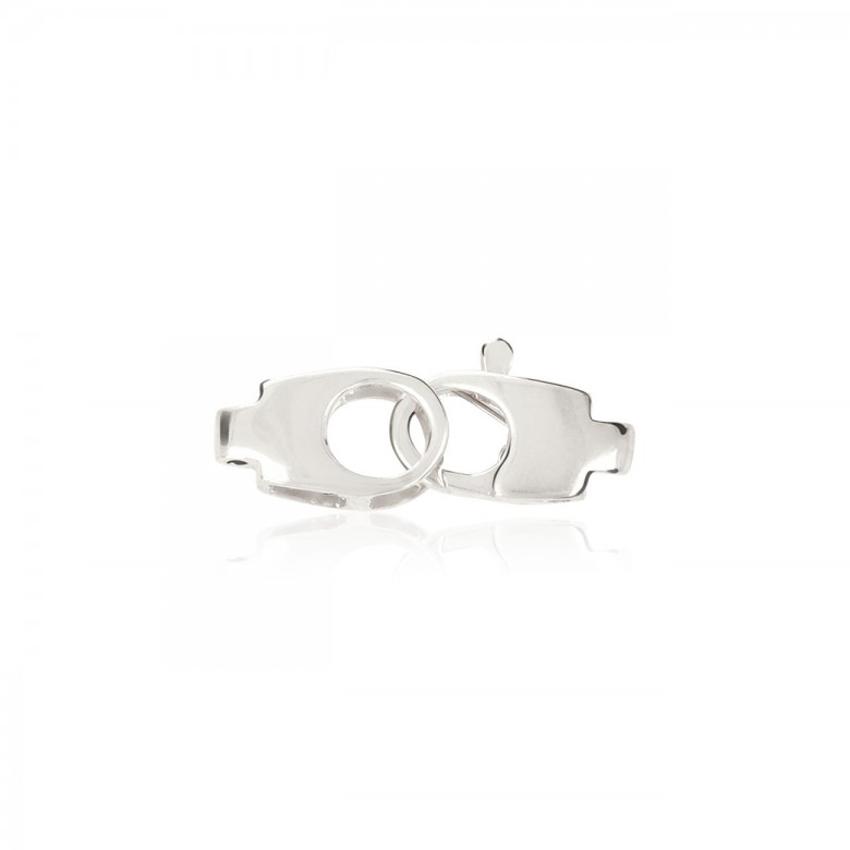 HANDCUFFS CASTED CLASP WITH MALE CONNECTOR IN WHITE GOLD 14 KT
