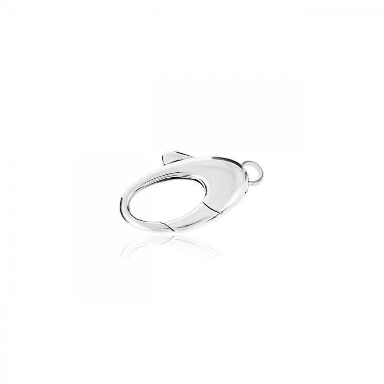 SMOOTH OVAL CASTED CLASP IN WHITE GOLD WITH RHODIUM TREATMENT 18 KT