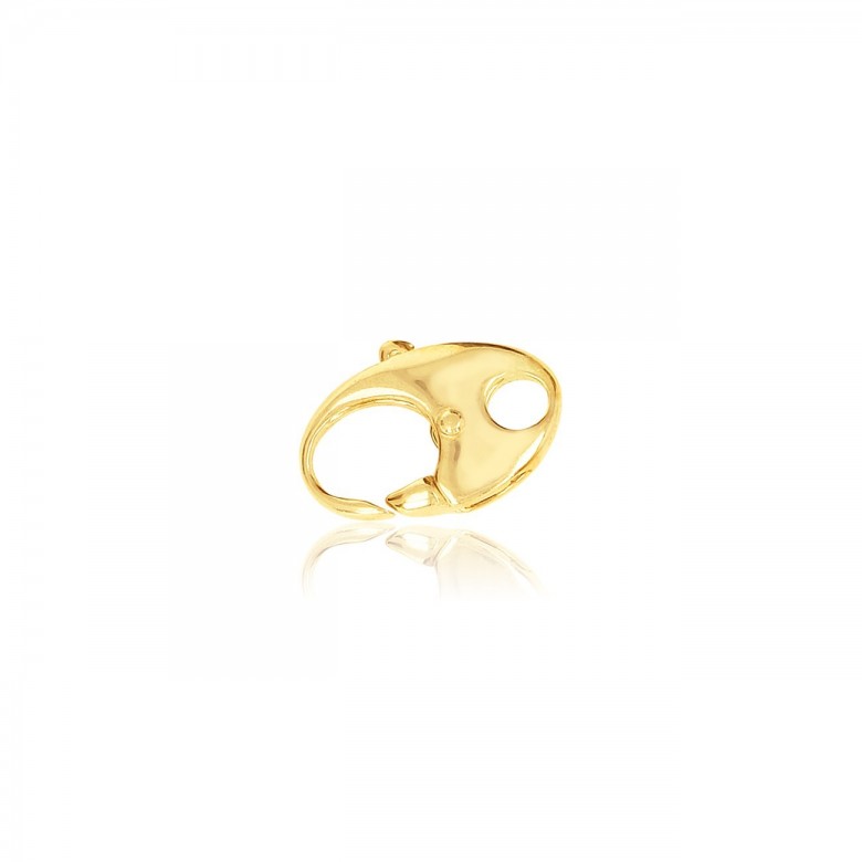 CHIUSURA MICROFUSA OVALE CON PALLINA CENTRALE IN ORO GIALLO 14 KT