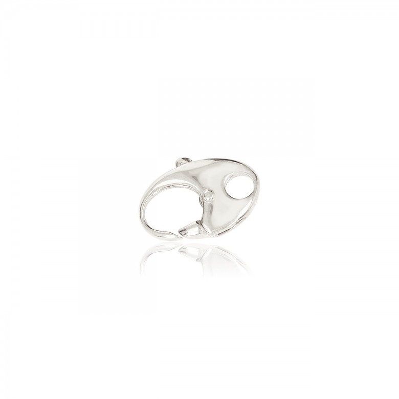 CHIUSURA MICROFUSA OVALE CON PALLINA CENTRALE IN ARGENTO 925