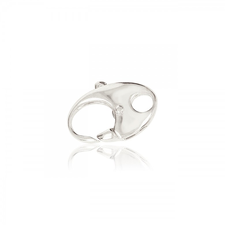 CHIUSURA MICROFUSA OVALE CON PALLINA CENTRALE IN ARGENTO 925