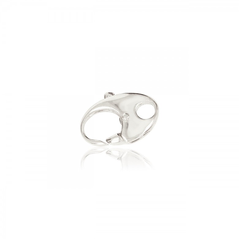 CHIUSURA MICROFUSA OVALE CON PALLINA CENTRALE IN ARGENTO 925