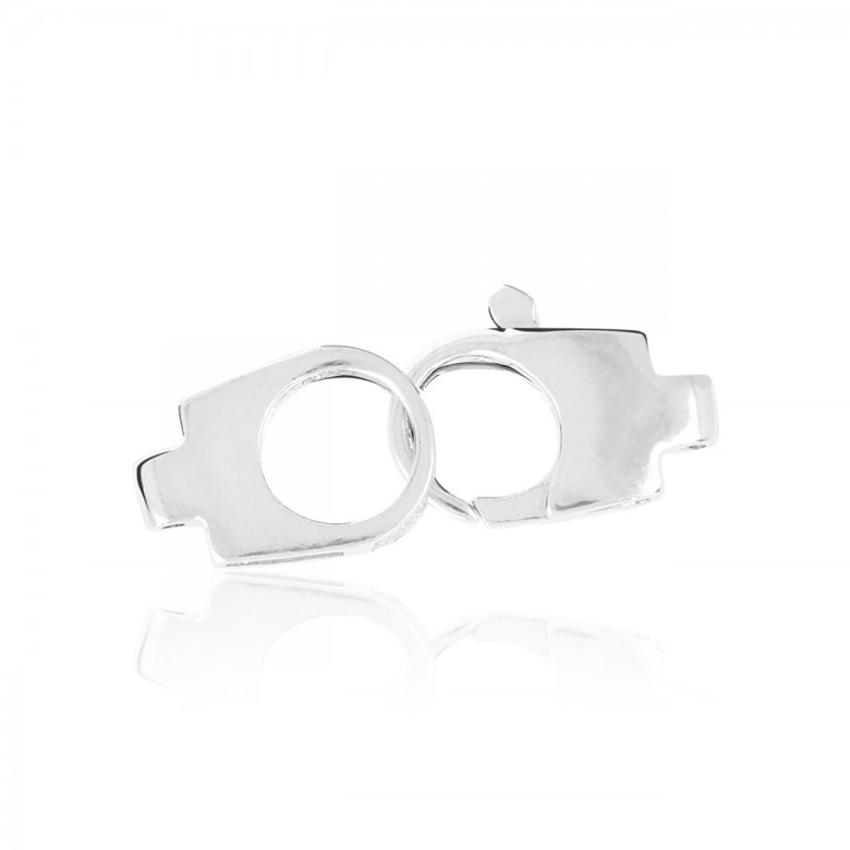 HANDCUFFS CASTED CLASP WITH MALE CONNECTOR IN WHITE GOLD WITH RHODIUM TREATMENT 18 KT