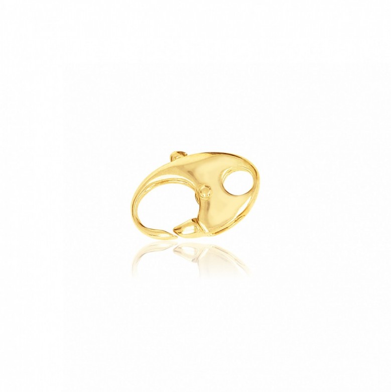 CHIUSURA MICROFUSA OVALE CON PALLINA CENTRALE IN ORO GIALLO 14 KT