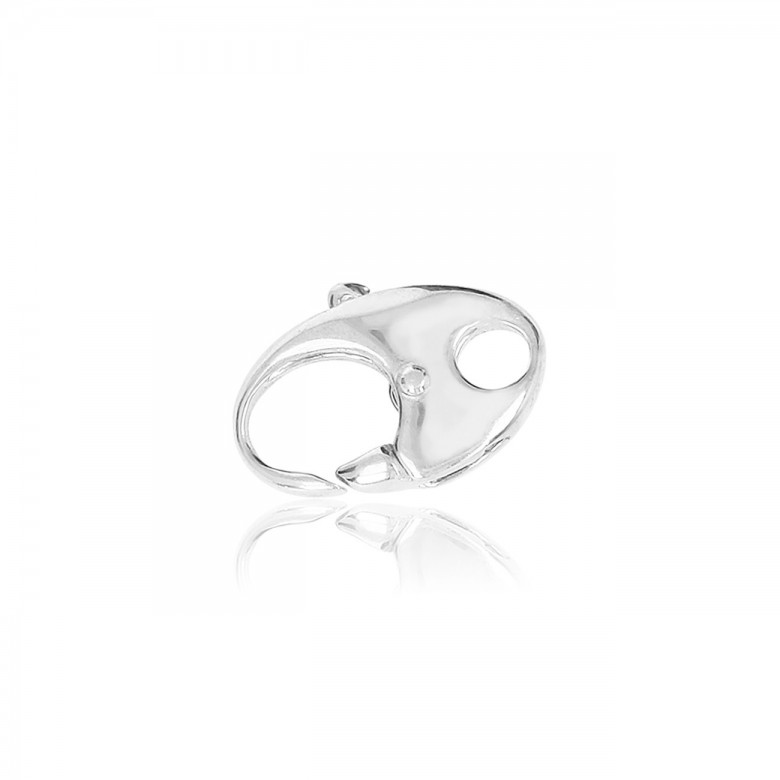 CHIUSURA MICROFUSA OVALE CON PALLINA CENTRALE IN ORO BIANCO RODIATO 18 KT