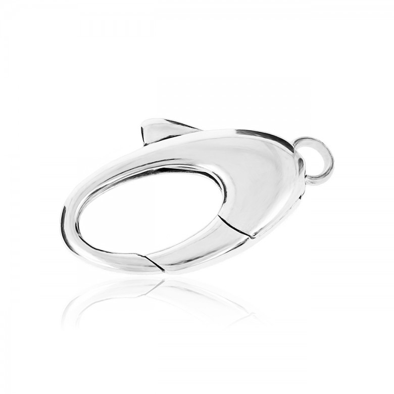 SMOOTH OVAL CASTED CLASP IN WHITE GOLD WITH RHODIUM TREATMENT 14 KT