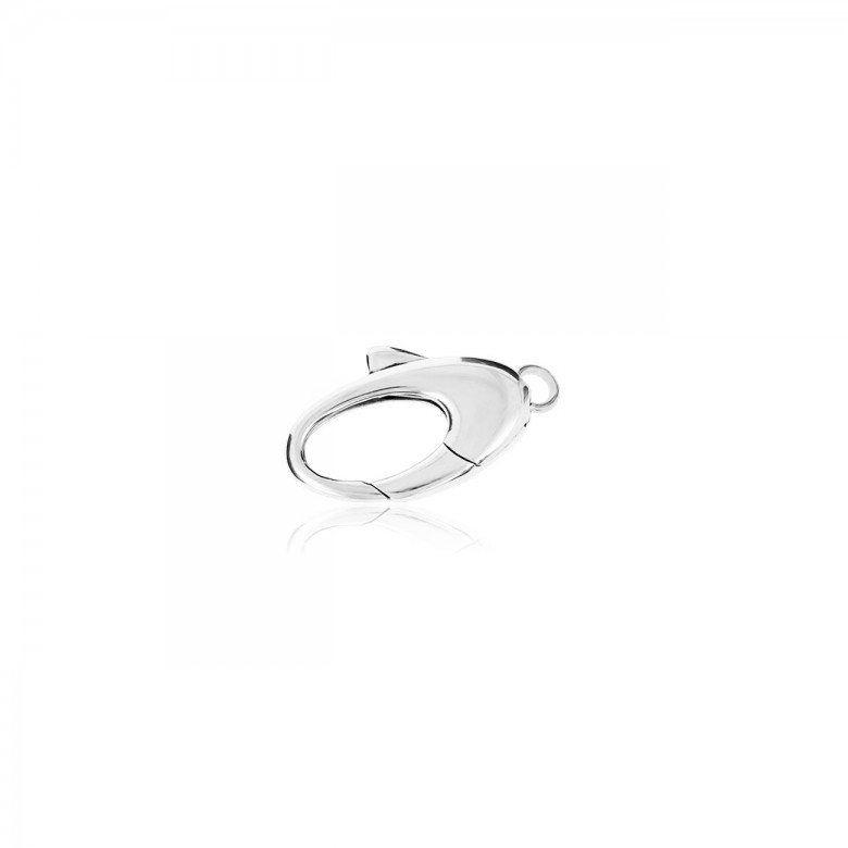 SMOOTH OVAL CASTED CLASP IN WHITE GOLD WITH RHODIUM TREATMENT 18 KT
