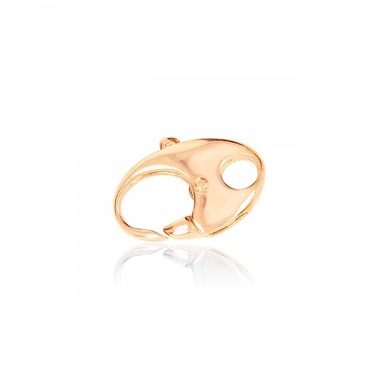 CHIUSURA MICROFUSA OVALE CON PALLINA CENTRALE IN ORO ROSSO 9 KT