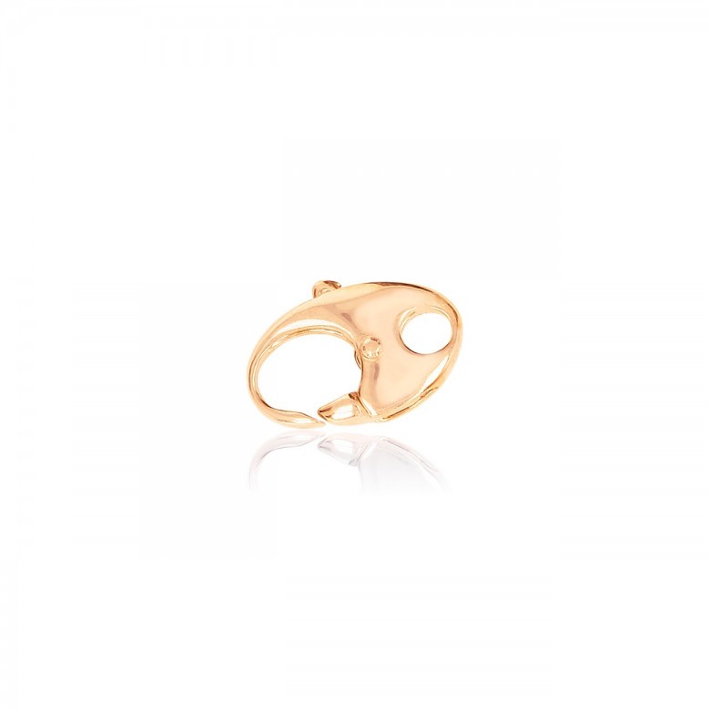 CHIUSURA MICROFUSA OVALE CON PALLINA CENTRALE IN ORO ROSSO 9 KT