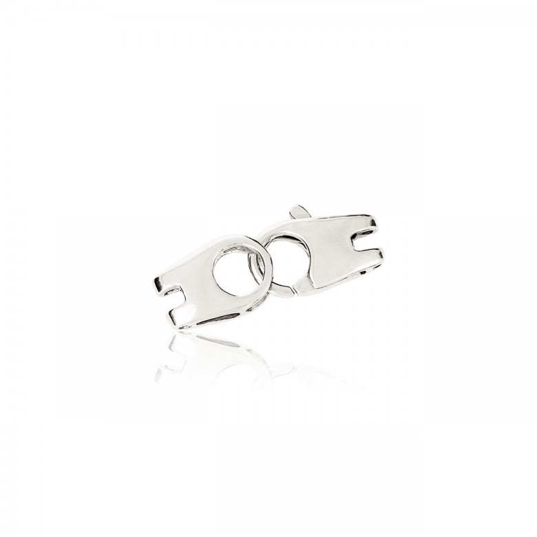 HANDCUFFS CASTED CLASP WITH FEMALE CONNECTOR IN WHITE GOLD 18 KT