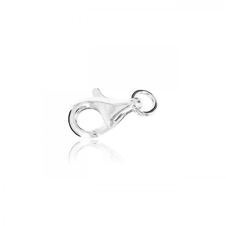 CHIUSURA PAPPAGALLO STAMPATA IN ORO BIANCO RODIATO 18KT