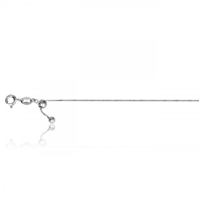 FINISHED D-CUT BOX CHAIN IN WHITE GOLD WITH RHODIUM TREATMENT 18 KT