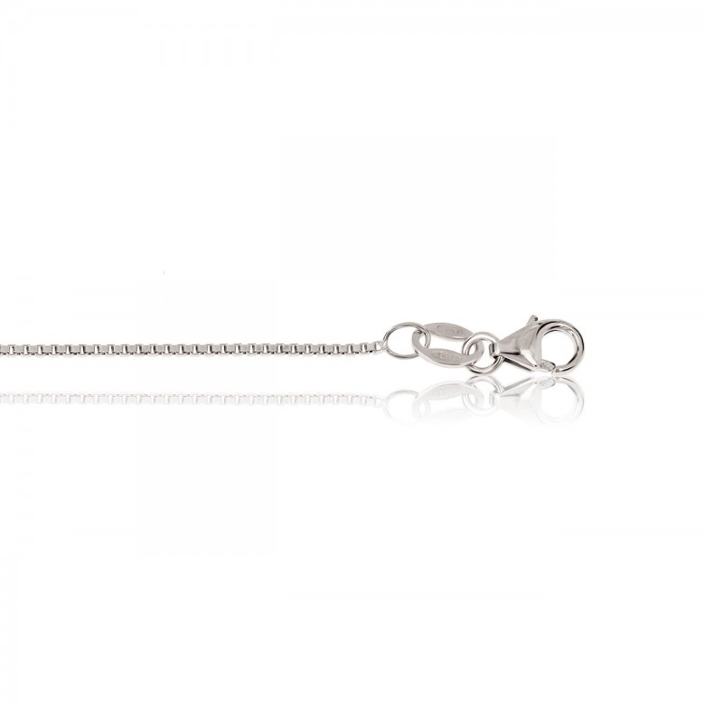 FINISHED D-CUT BOX CHAIN IN WHITE GOLD WITH RHODIUM TREATMENT 18 KT