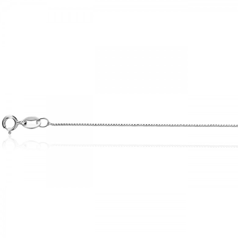 FINISHED D-CUT BOX CHAIN IN WHITE GOLD WITH RHODIUM TREATMENT 18 KT