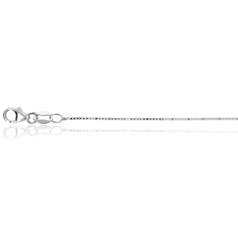 FINISHED D-CUT BOX CHAIN IN WHITE GOLD WITH RHODIUM TREATMENT 18 KT