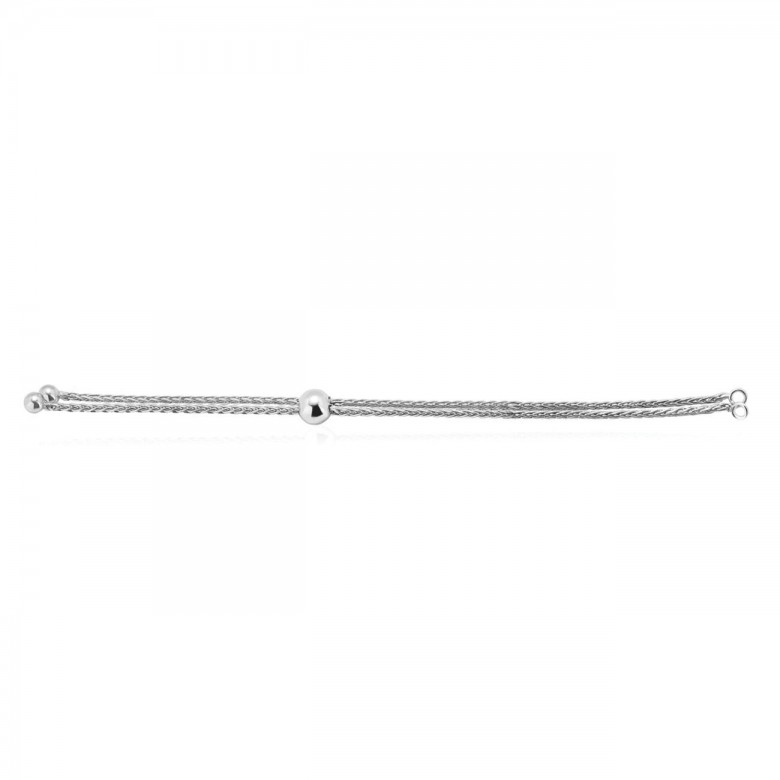 HOLLOW WHEAT SLIDING BRACELET WITH SILICON SPHERE IN WHITE GOLD 18 KT WITH RHODIUM TREATMENT