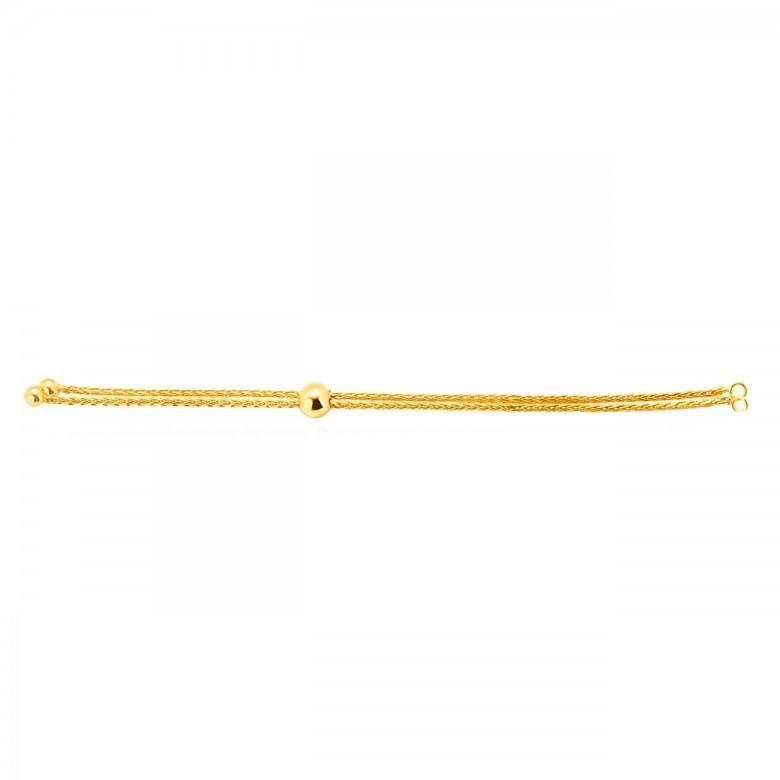 HOLLOW WHEAT SLIDING BRACELET WITH SILICON SPHERE IN YELLOW GOLD 18 KT