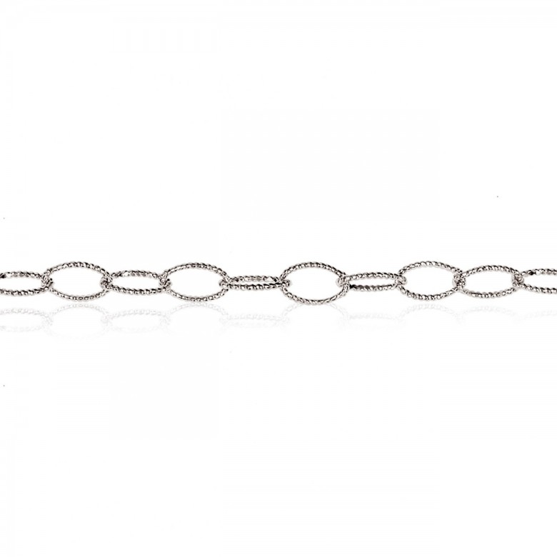 CATENA FORZATINA FANTASIA DIAMANTATA IN ORO BIANCO RODIATO 14 KT