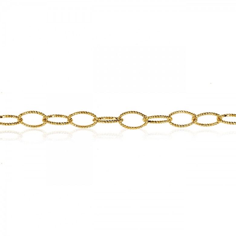 CATENA FORZATINA FANTASIA DIAMANTATA IN ORO GIALLO 18 KT