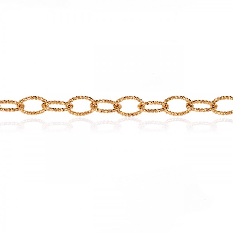 CATENA FORZATINA FANTASIA DIAMANTATA IN ORO ROSSO 18 KT