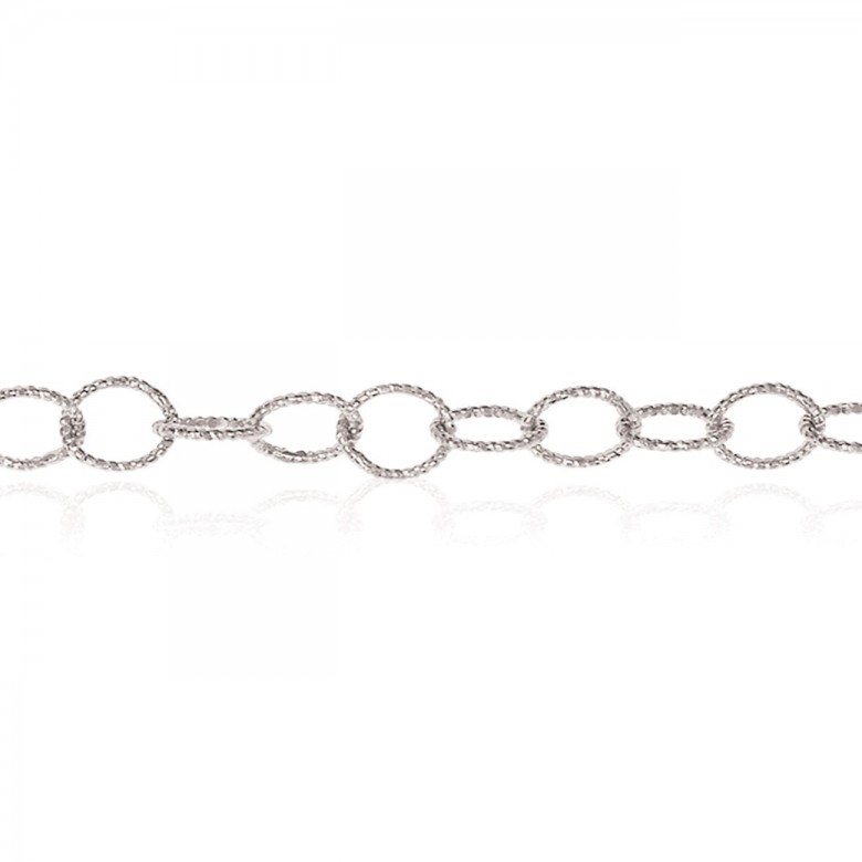 CATENA FORZATINA FANTASIA DIAMANTATA IN ORO BIANCO RODIATO 18 KT
