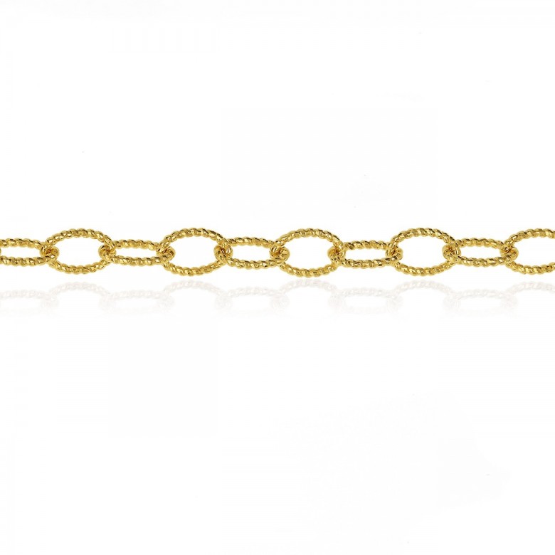 CATENA FORZATINA FANTASIA DIAMANTATA IN ORO GIALLO 14 KT