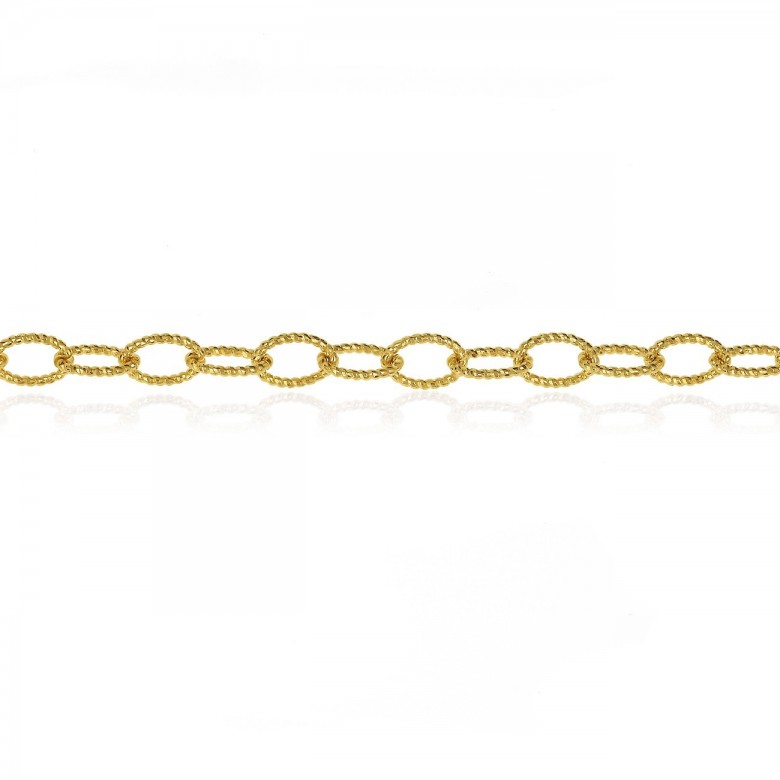 CATENA FORZATINA FANTASIA DIAMANTATA IN ORO GIALLO 14 KT