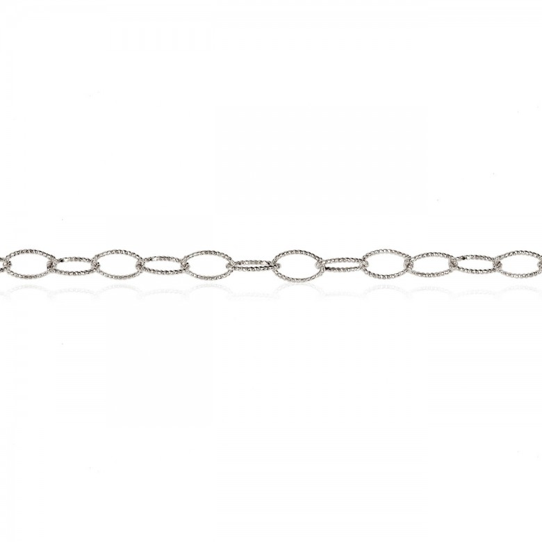 D-CUT FANCY LINK CHAIN IN WHITE GOLD WITH RHODIUM TREATMENT 18 KT