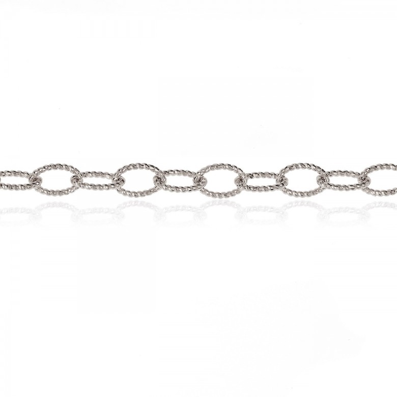CATENA FORZATINA FANTASIA DIAMANTATA IN ORO BIANCO 14 KT