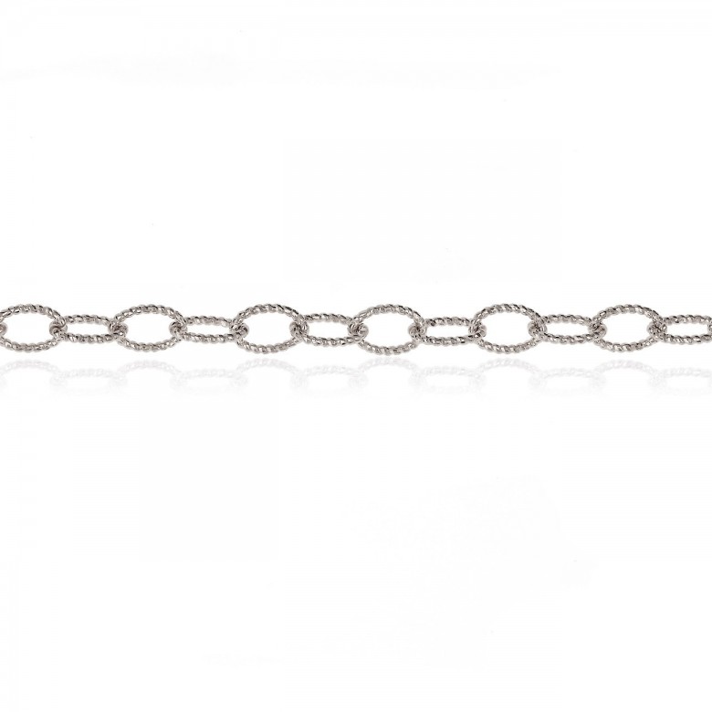 CATENA FORZATINA FANTASIA DIAMANTATA IN ORO BIANCO RODIATO 18 KT