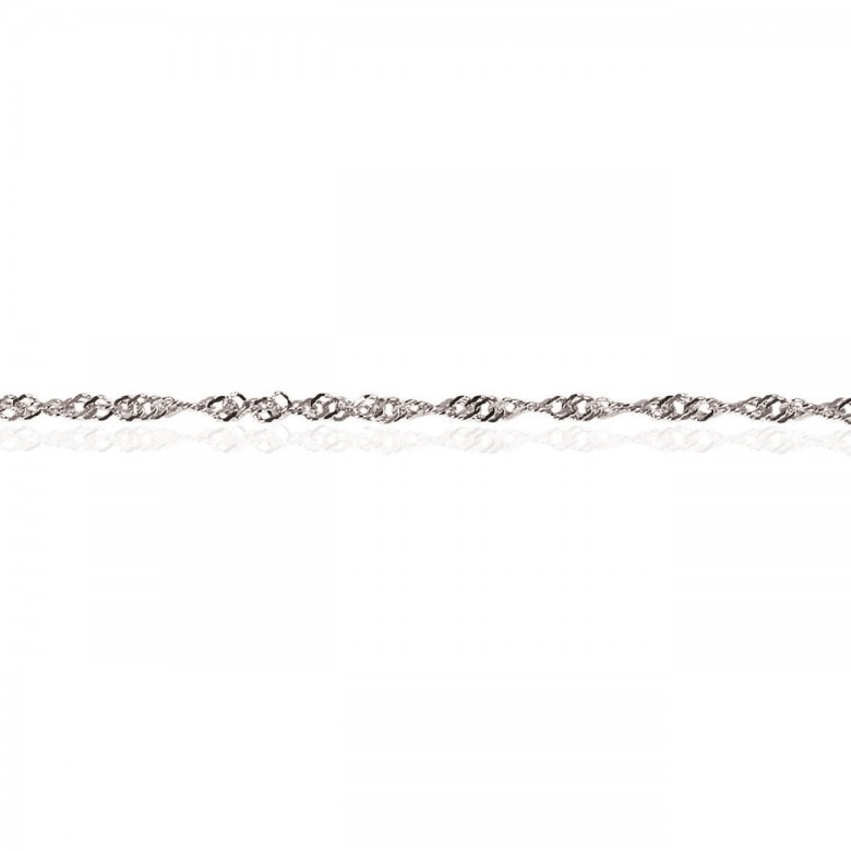 CATENA SINGAPORE DIAMANTATA IN ORO BIANCO RODIATO 18 KT
