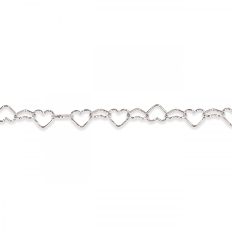 CATENA FANTASIA CON MAGLIE A CUORE IN ARGENTO 925