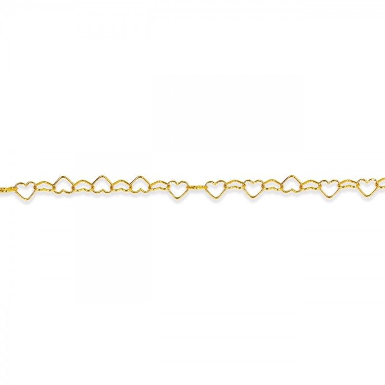 CATENA FANTASIA CON MAGLIE A CUORE IN ORO GIALLO 14 KT