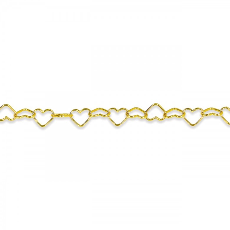 CATENA FANTASIA CON MAGLIE A CUORE IN ORO GIALLO 14 KT