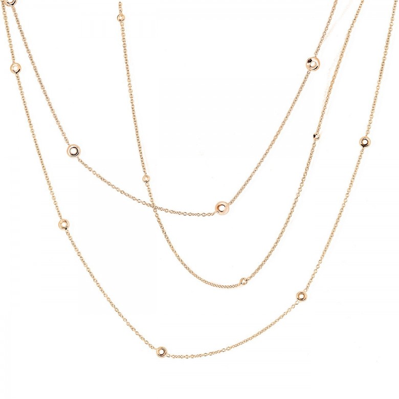 CATENA ROLO' CON CASTONI ROTONDI IN ORO ROSSO 18 KT