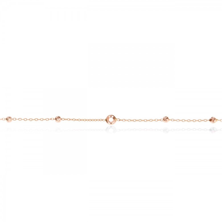 SETTING NECKLACE WITH ROUND HEADS AND D-CUT BEADS IN RED GOLD 18 KT