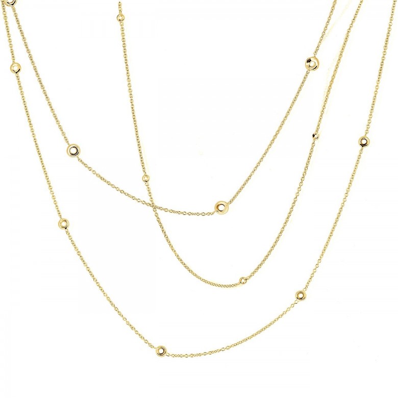 CATENA ROLO' CON CASTONI ROTONDI IN ORO GIALLO 18 KT