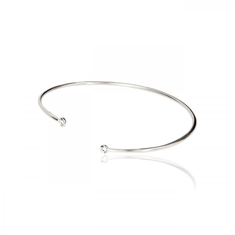 TUBE NECKLACE WITH ROUND HEADS IN WHITE GOLD 18 KT