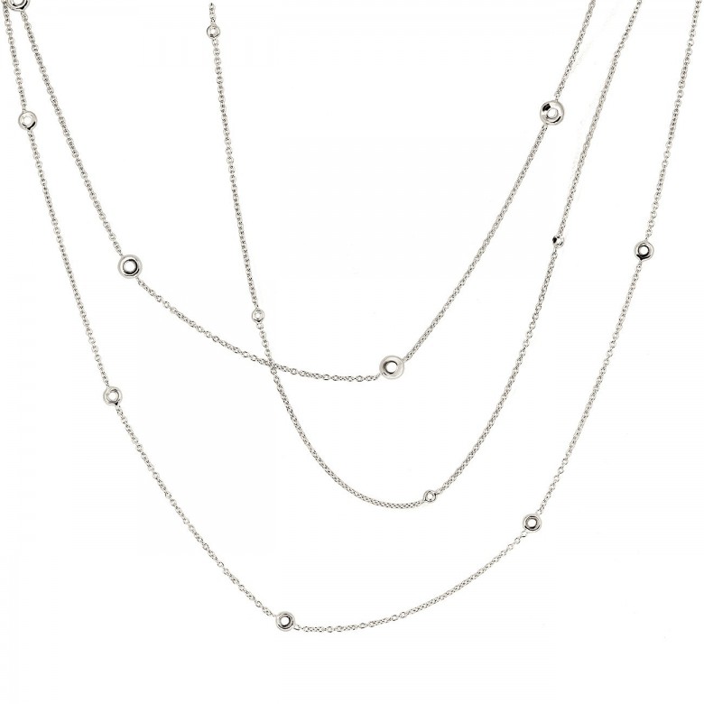 CATENA ROLO' CON CASTONI ROTONDI IN ORO BIANCO 18 KT