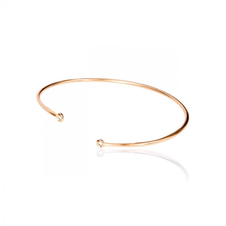 TUBE NECKLACE WITH ROUND HEADS IN RED GOLD 18 KT