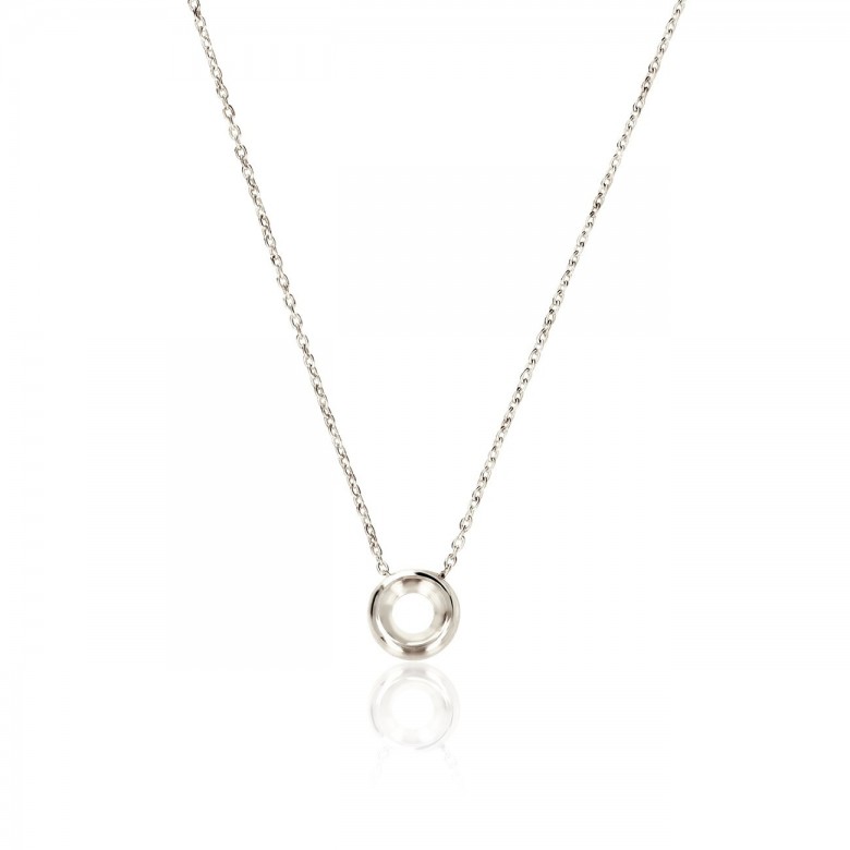 CATENA ROLO' CON CASTONE CENTRALE IN ORO BIANCO 18 KT